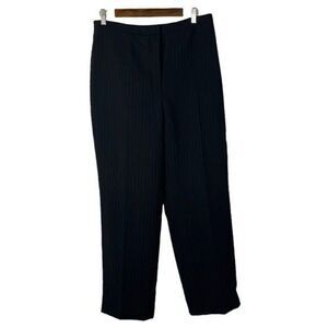 Tahari Black Pinstripe Straight Leg High Rise Dress Pants 12
